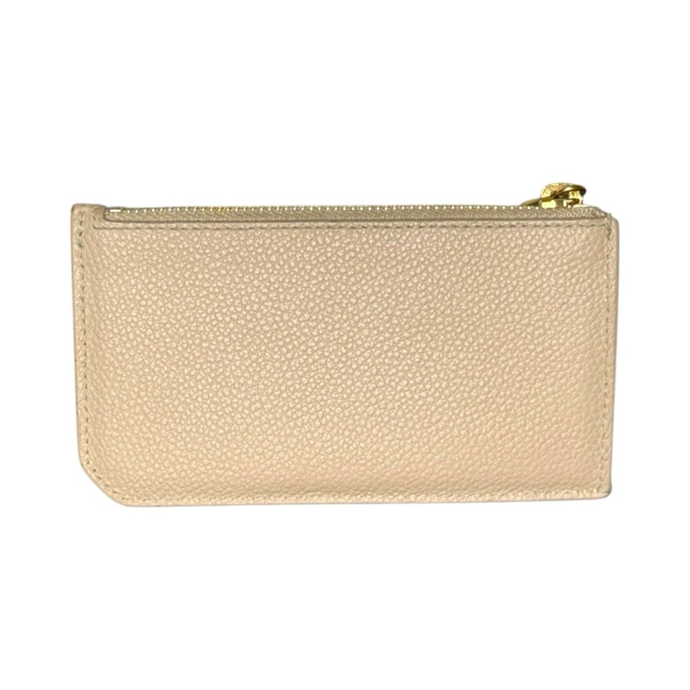 EUC Saint Laurent Zip Card Holder - Beige Grained Leather - Picture 2 of 3